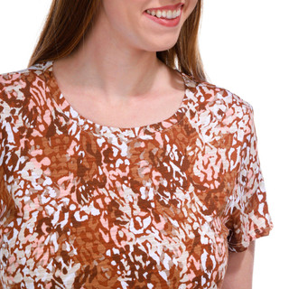 Thumbnail 2: Blue Sol Blue Sol Womens Short Sleeve Cheetah Print Luxey Scoop Top 