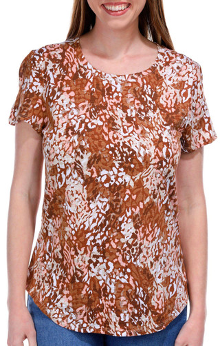 Thumbnail 1: Blue Sol Blue Sol Womens Short Sleeve Cheetah Print Luxey Scoop Top 