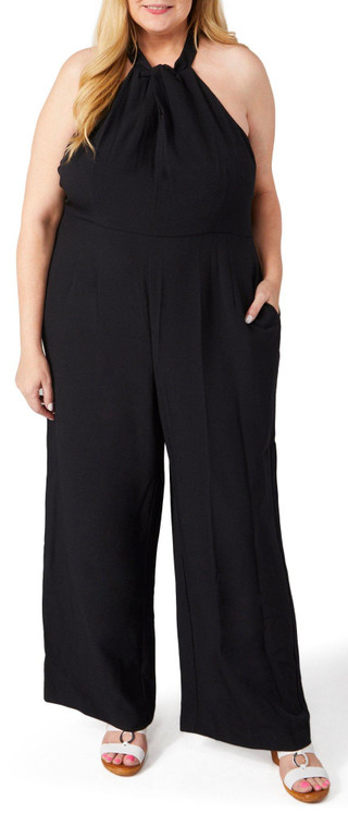 Thumbnail 1: Donna Ricco Donna Ricco Plus Sleeveless Twist Neck Jumpsuit 