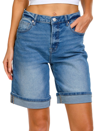 Thumbnail 1: GEMMA RAE Gemma Rae Juniors Denim High Rise 90s Bermuda Shorts 