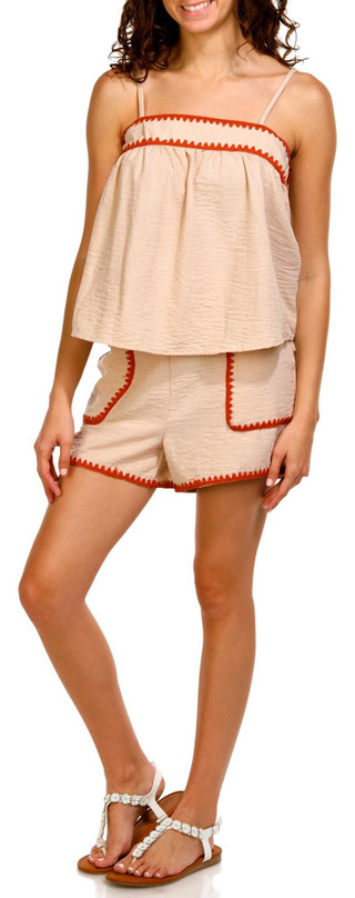 Thumbnail 3: No Comment No Comment Juniors 2 Pc Triangle Trim Shorts Set 