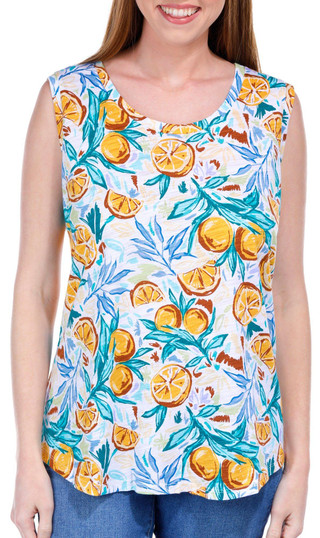 Thumbnail 1: Blue Sol Blue Sol Womens Luxey Citrus Tropical Print Scoop Tank Top 