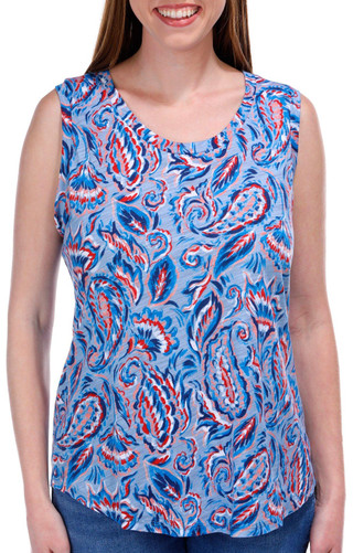Thumbnail 1: Blue Sol Blue Sol Womens Luxey Swirl Paisley Print Scoop Tank Top 