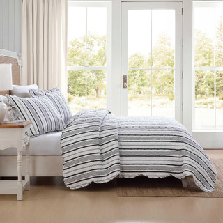 Thumbnail 7: Laura Ashley Laura Ashley Stripe Perfection Reversible Quilt Set 