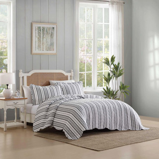 Thumbnail 4: Laura Ashley Laura Ashley Stripe Perfection Reversible Quilt Set 