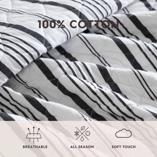 Thumbnail 26: Laura Ashley Laura Ashley Stripe Perfection Reversible Quilt Set 