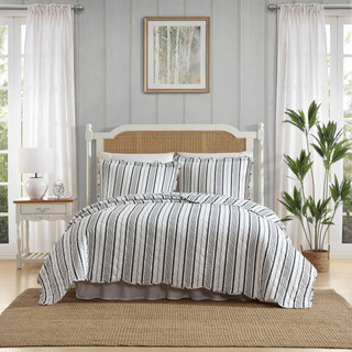 Thumbnail 3: Laura Ashley Laura Ashley Stripe Perfection Reversible Quilt Set 