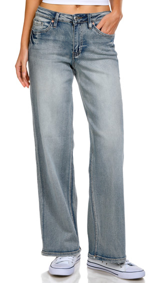 Thumbnail 1: YMI YMI Juniors Mid Rise Wide Leg Jeans 