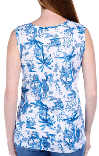 Thumbnail 3: Blue Sol Blue Sol Womens Luxey Peacock Toile Print Scoop Tank Top 