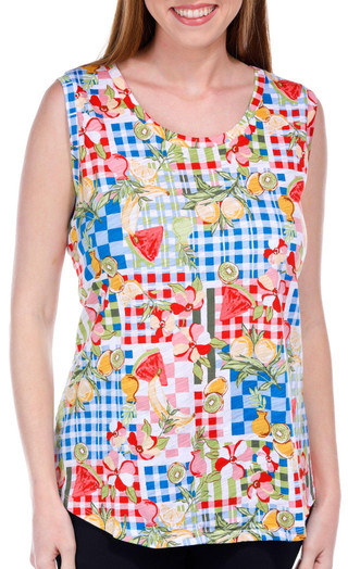Thumbnail 1: Blue Sol Blue Sol Womens Luxey Picnic Party Print Scoop Tank Top 