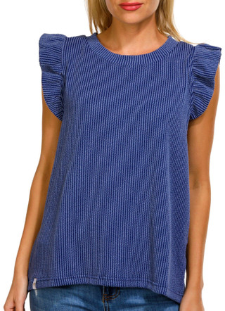 Thumbnail 1: SIMPLY SOUTHERN Simply Southern Juniors Ribbed Ruffle Sleeve Top 