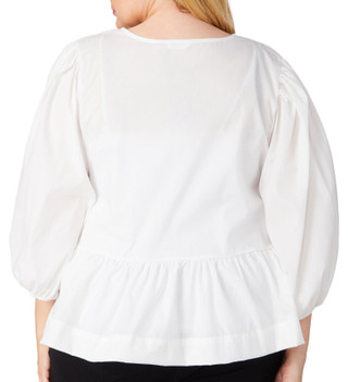Thumbnail 2: Kaktus Kaktus Plus 3/4 Puff Sleeve Tie Front Top 
