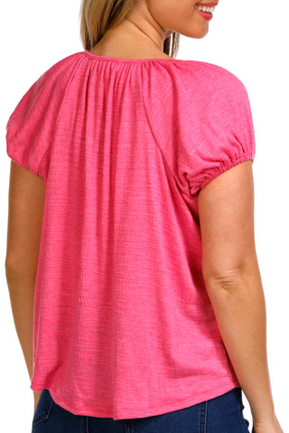 Thumbnail 3: Coral Bay Coral Bay Womens Short Puff Sleeve Textured Fabric Top 