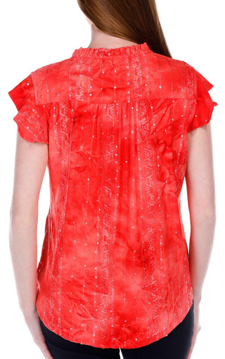 Thumbnail 3: Coral Bay Coral Bay Womens Embellished Pleated Short Sleeve Top 