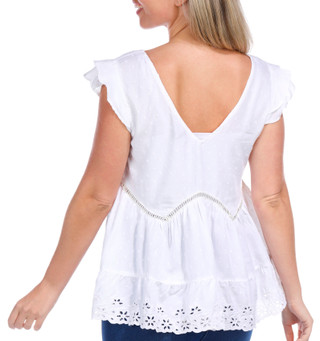 Thumbnail 3: Angie Angie Juniors Short Sleeve Eyelet Top 