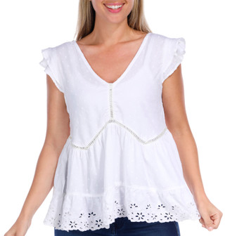 Thumbnail 1: Angie Angie Juniors Short Sleeve Eyelet Top 