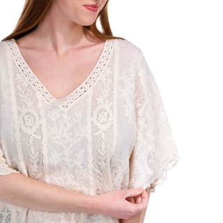Thumbnail 2: Democracy Democracy Womens Short Sleeve Crinkle Crochet Top 