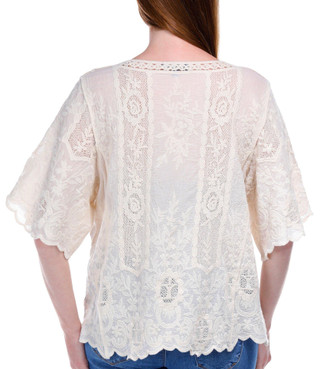 Thumbnail 3: Democracy Democracy Womens Short Sleeve Crinkle Crochet Top 