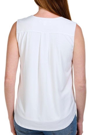 Thumbnail 2: Juniper + Lime Juniper + Lime Womens Sleeveless V-Neck Solid Ruff Top 