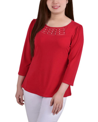Thumbnail 1: NY COLLECTION NY Collection Womens 3/4 Sleeve Crepe Top 