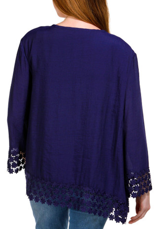 Thumbnail 2: Juniper + Lime Juniper + Lime Womens Solid Crochet Open Cardigan 