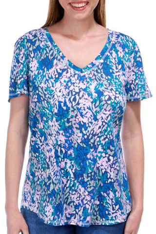 Thumbnail 1: Blue Sol Blue Sol Womens Short Sleeve Print Luxey V-Neck Top 