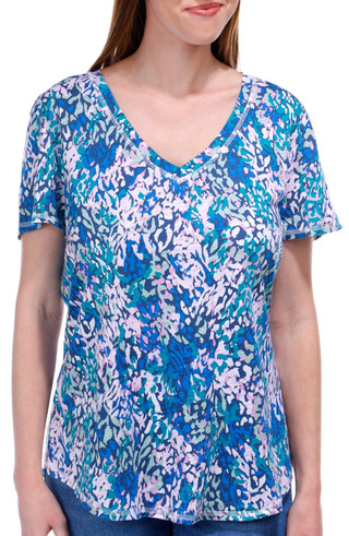 Thumbnail 4: Blue Sol Blue Sol Womens Short Sleeve Print Luxey V-Neck Top 