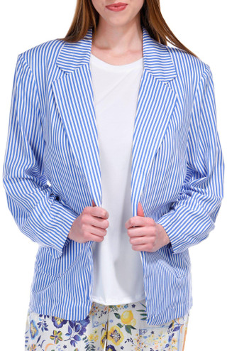 Thumbnail 1: Blue Sol Blue Sol Womens Striped Long Sleeve Patch Pocket Blazer 
