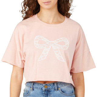 Thumbnail 1: Derek Heart Derek Heart Juniors Lace Bow Crop Top 