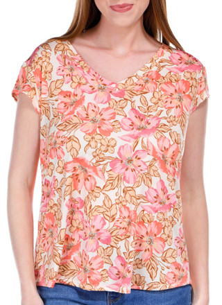 Thumbnail 1: Blue Sol Blue Sol Womens Floral Print Cap Sleeve Top 