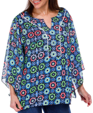 Thumbnail 4: NY COLLECTION NY Collection Womens Long Sleeve Print Chiffon Poncho 