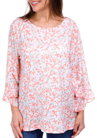 Thumbnail 4: Erin London Erin London Womens 3/4 Flounce Sleeve Print Top 