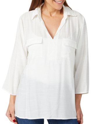 Thumbnail 1: Coral Bay Coral Bay Womens Split Neck 3/4 Sleeve Top 