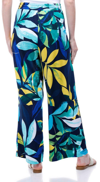 Thumbnail 3: Zac & Rachel Zac & Rachel Womens Leaf Print Drawstring Wide Leg Pants 