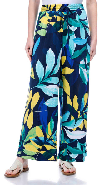 Thumbnail 1: Zac & Rachel Zac & Rachel Womens Leaf Print Drawstring Wide Leg Pants 