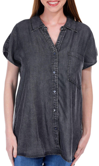 Thumbnail 1: BUNULU Bunulu Womens Buttoned Cap Sleeve Top 