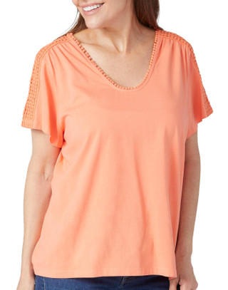 Thumbnail 1: Rafaella Rafaella Petite Short Sleeve Dotted Trim Top 