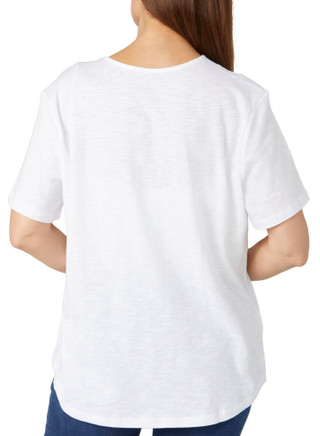 Thumbnail 2: Coral Bay Coral Bay Petite V-Neck Flamingo & Fronds Top 