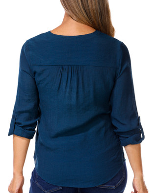 Thumbnail 2: Zac & Rachel Zac & Rachel Womens 3/4 Sleeve Buttoned Front Slub Top 
