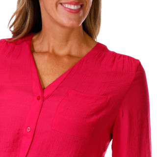 Thumbnail 3: Zac & Rachel Zac & Rachel Womens 3/4 Sleeve Buttoned Front Slub Top 