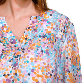 Thumbnail 3: Zac & Rachel Zac & Rachel Petite Long Sleeve Print Henley Slub Top 