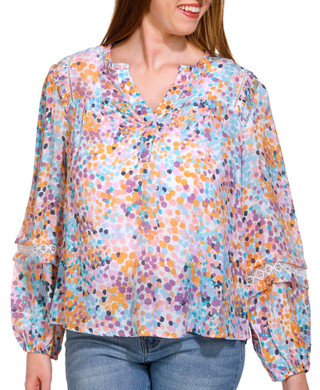 Thumbnail 1: Zac & Rachel Zac & Rachel Petite Long Sleeve Print Henley Slub Top 