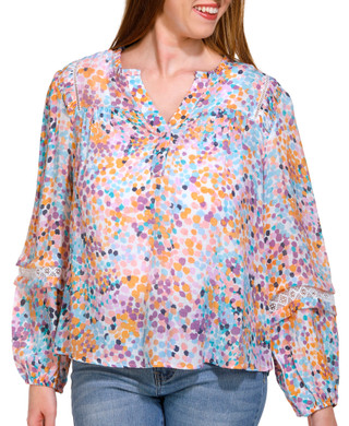 Thumbnail 1: Zac & Rachel Zac & Rachel Petite Long Sleeve Print Henley Slub Top 