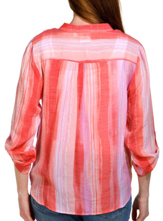 Thumbnail 2: Zac & Rachel Zac & Rachel Petite 3/4 Sleeve Print Pleated Henley Top 