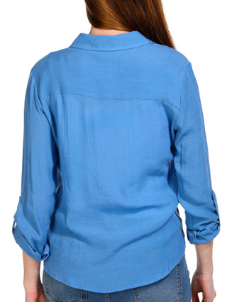 Thumbnail 2: Zac & Rachel Zac and Rachel Womens 3/4 Sleeve Tie Front Slub Top 