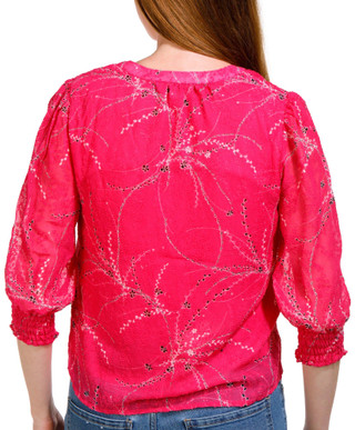 Thumbnail 2: Zac & Rachel Zac & Rachel Petite 3/4 Sleeve Clip Dot Chiffon Top 