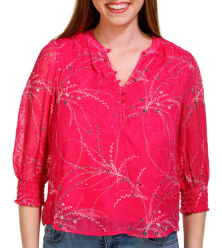 Thumbnail 1: Zac & Rachel Zac & Rachel Petite 3/4 Sleeve Clip Dot Chiffon Top 