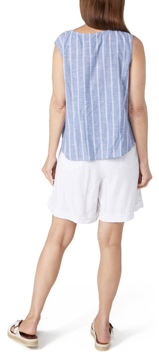 Thumbnail 4: Dash Dash Petite Sleeveless Striped Button Down Top 