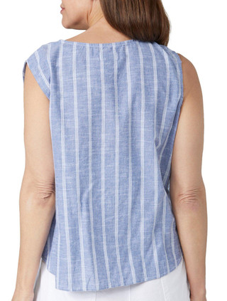 Thumbnail 2: Dash Dash Petite Sleeveless Striped Button Down Top 