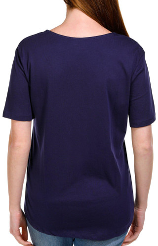 Thumbnail 2: Coral Bay Coral Bay Womens Short Sleeve V-Neck Simple Bling Top 